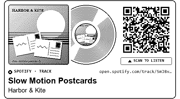 Paprbot media-card fixture render: Slow Motion Postcards by Harbor and Kite